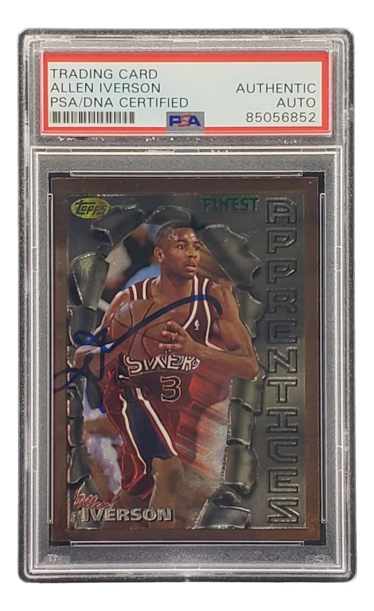 Authentic Allen Iverson Signed 1996 Topps Finest #69 76ers Rookie Card PSA/DNA Certified - Perfect for NBA Memorabilia Collectors & Philadelphia 76ers Fans Display