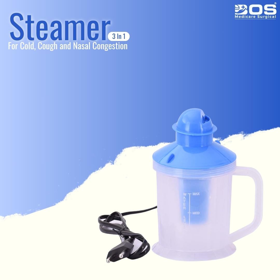 Bos Medicare 3-in-1 Steam Inhaler for Cold & Cough Relief - Facial Steamer & Vaporizer for Adults with 1.10m Cord - Perfect for Home Use, Sinus Relief & Skincare Routine