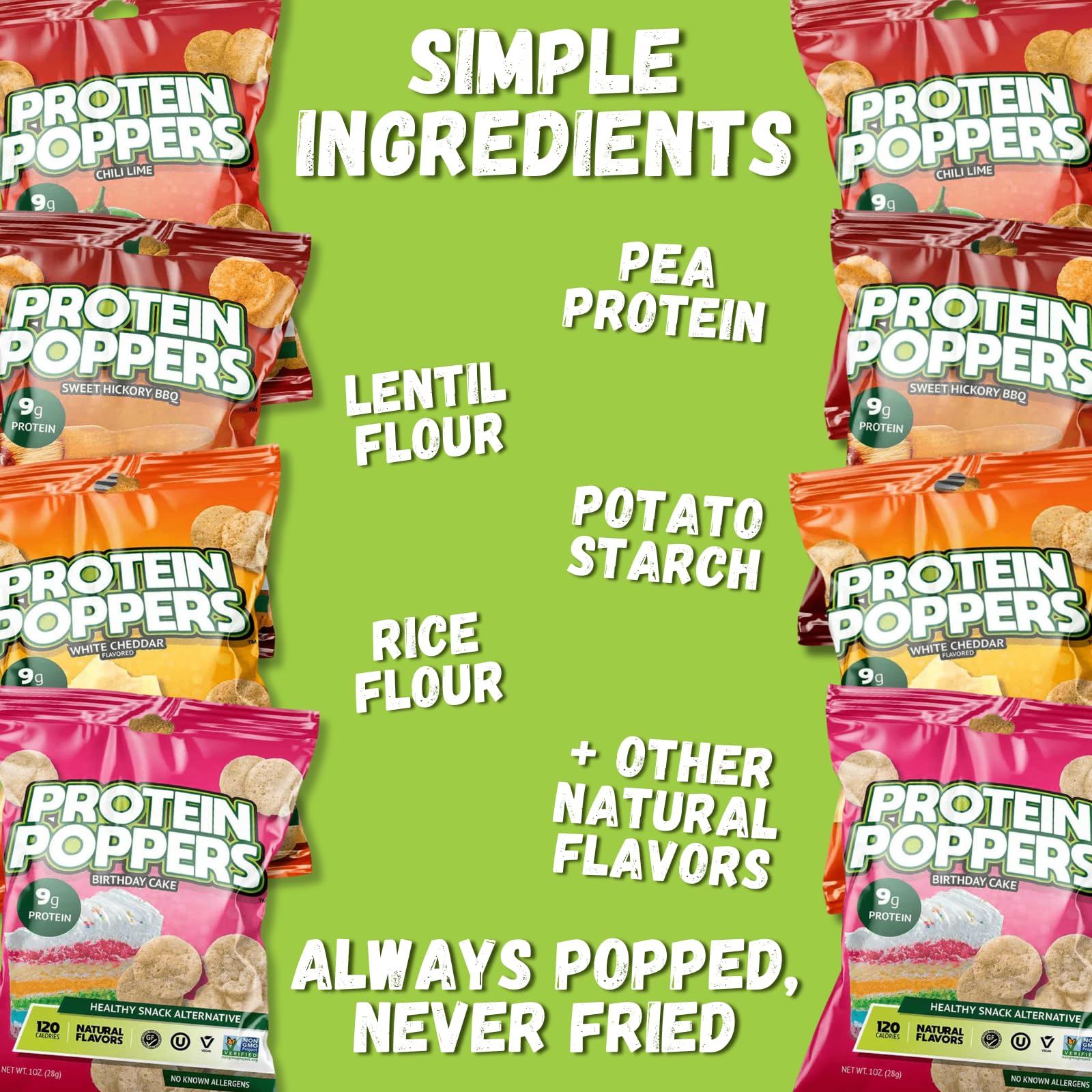 Protein Popper Chips - Gluten Free, Low Carb, High Protein Snacks - 10 Count Variety Pack - Perfect for Keto Diet, Gym Workouts & Healthy On-The-Go Snacking