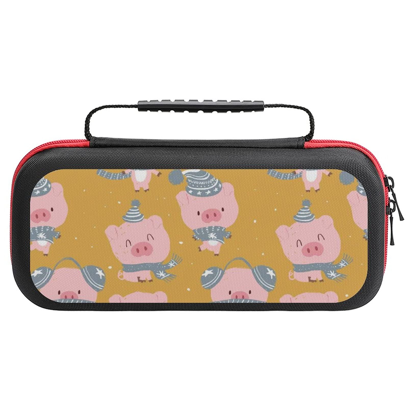 Winte Piggy Printed Travel Storage Bag for Nintendo Switch Lite & Accessories - Portable Carrying Case for Gaming, Commuting, and Outdoor Adventures