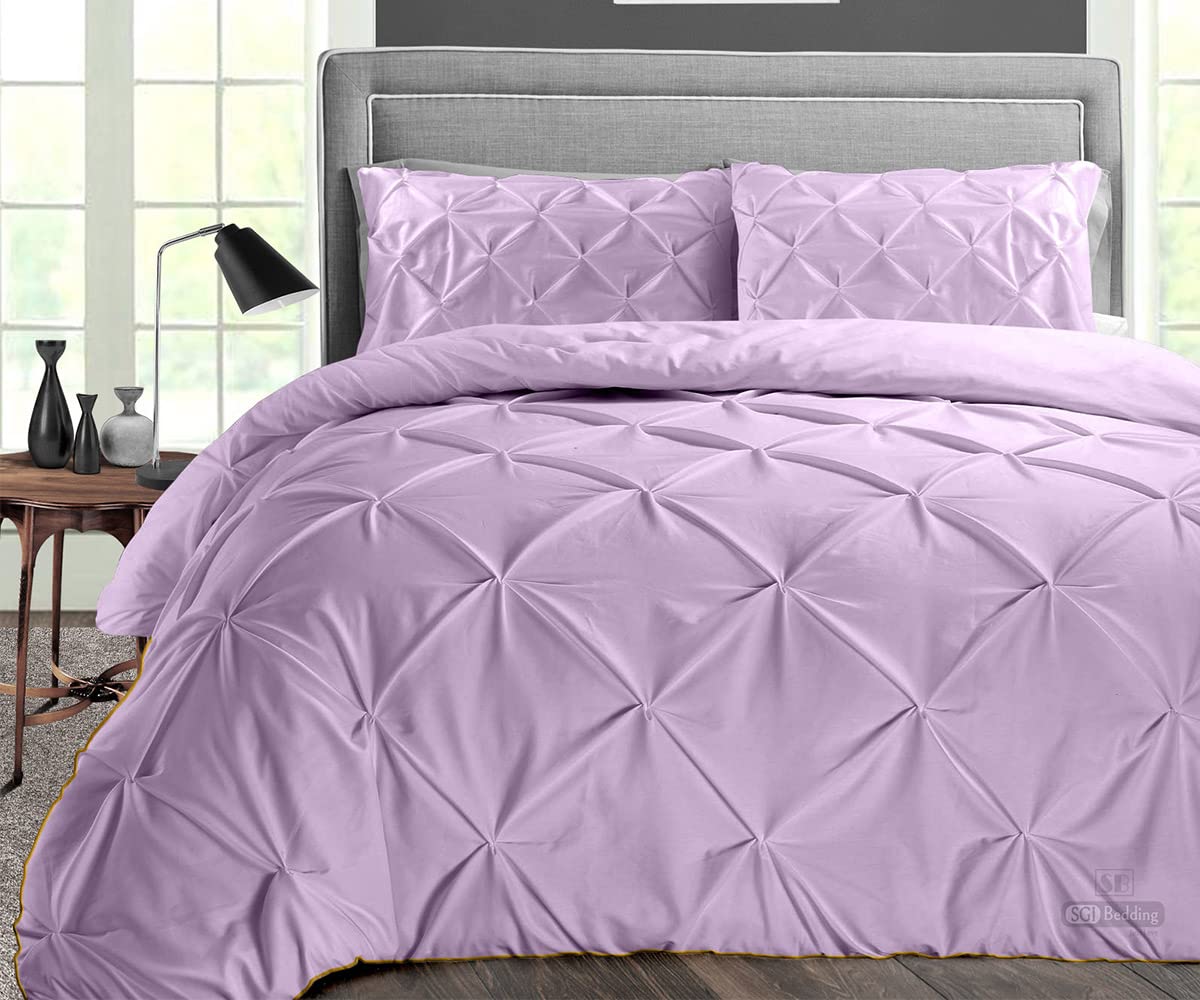 Premium 600 TC Egyptian Cotton Twin Comforter - 300 GSM Plush Siliconized Microfiber Fill, Box Stitched Quilted Design with Premium Piping & Matching Pillowcases - Ultra Soft Lilac Duvet Insert for Cozy Bedroom Decor & Guest Room Luxury