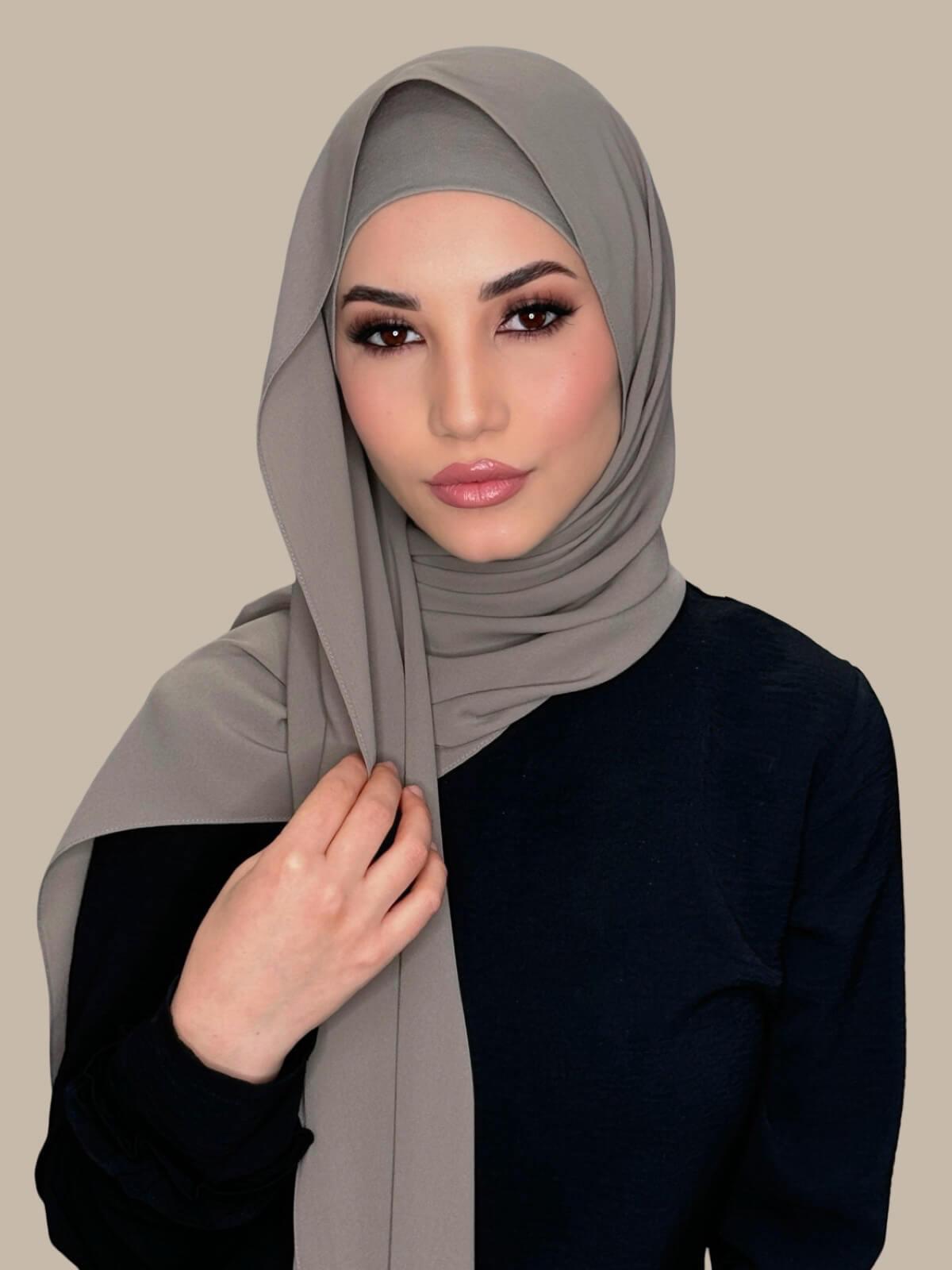 Elegant Truffle Color Chiffon Hijab Set - Soft & Breathable Scarf for Women - Perfect for Daily Wear, Prayer, and Special Occasions
