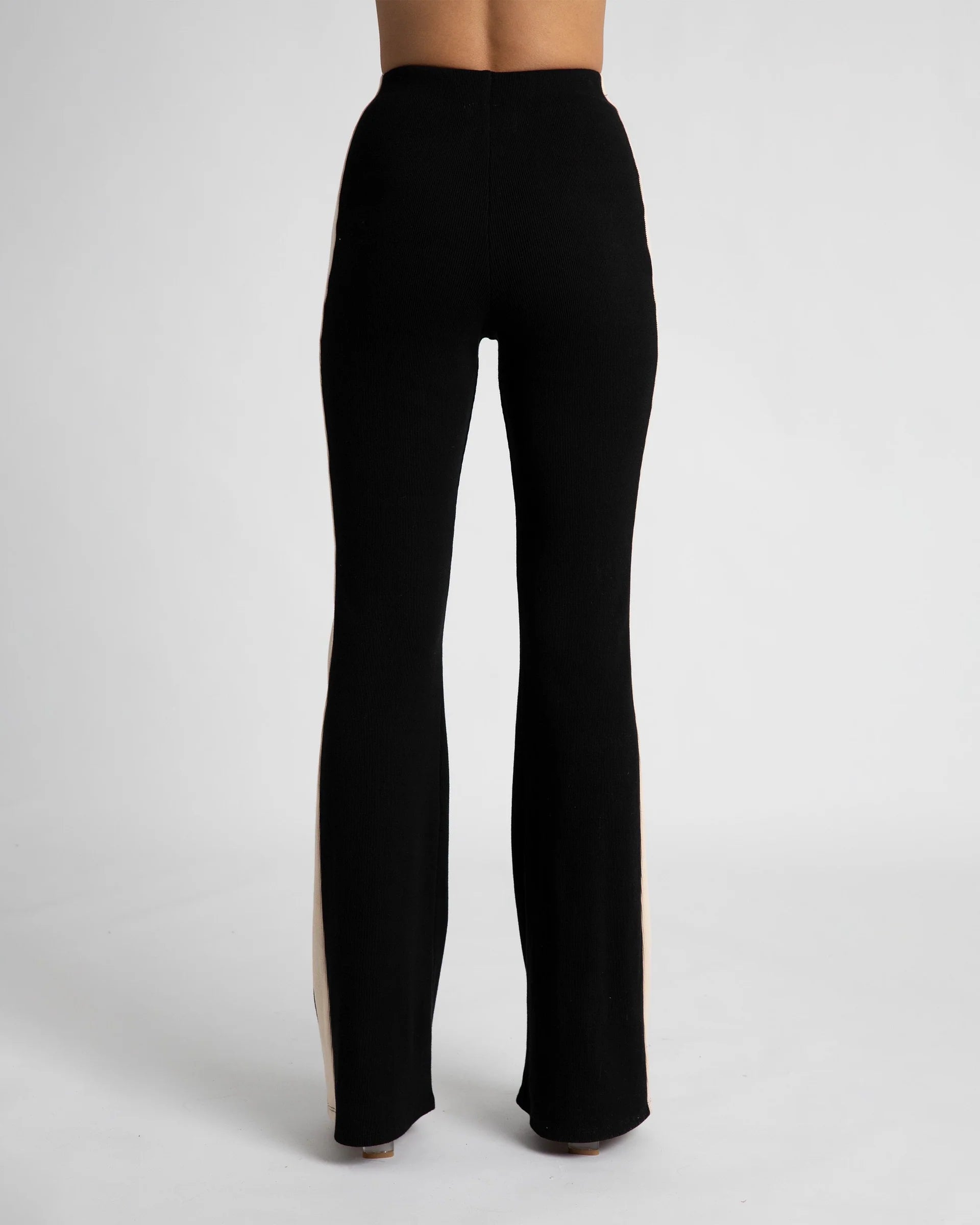 Flare Pants for Women - Black & Cream Striped High Waist Bell Bottom Pants | 70s Retro Vintage Style | Perfect for Casual Wear, Parties & Boho Outfits