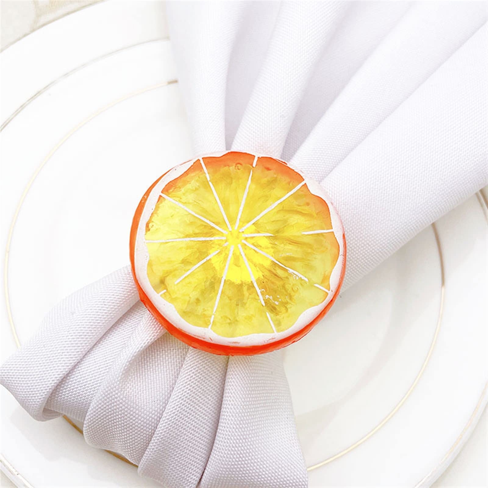 12-Pack Lemon Slice Napkin Rings - Elegant Tableware for Weddings, Parties & Restaurants - Hotel & Home Dining Decor - Wholesale Direct from Manufacturer (Color: Yellow)