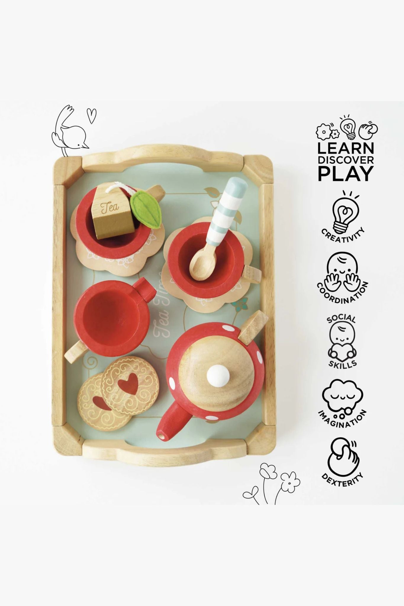 Premium Honeybake Porcelain Tea Set with Matching Tray - Perfect Gift for Adults & Kids (Ages 2+) - Ideal for Afternoon Tea, Family Gatherings & Special Occasions
