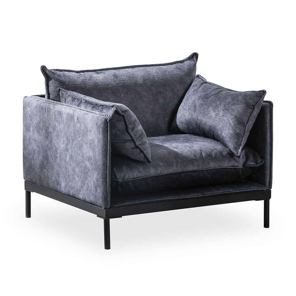 SINCLAIR Charcoal Fabric Armchair - Modern Upholstered Living Room Chair for Home, Office & Lounge Comfort