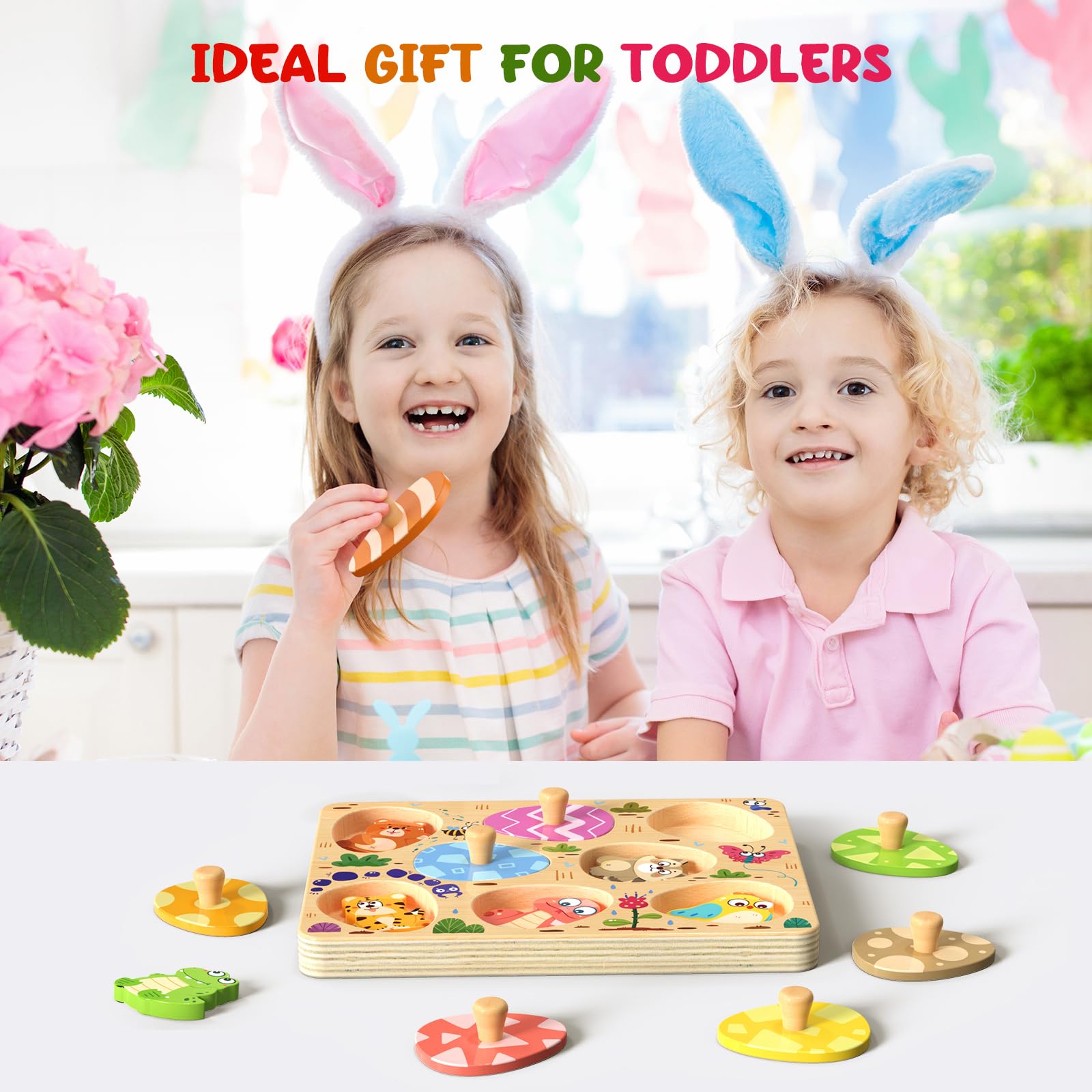 Wooden Animal Matching Egg Puzzle - 8 Piece Montessori Toddler Learning Toy for Boys & Girls | Educational Preschool Activity, Easter & Birthday Gift for Kids | Perfect for Early Childhood Development & Sensory Play