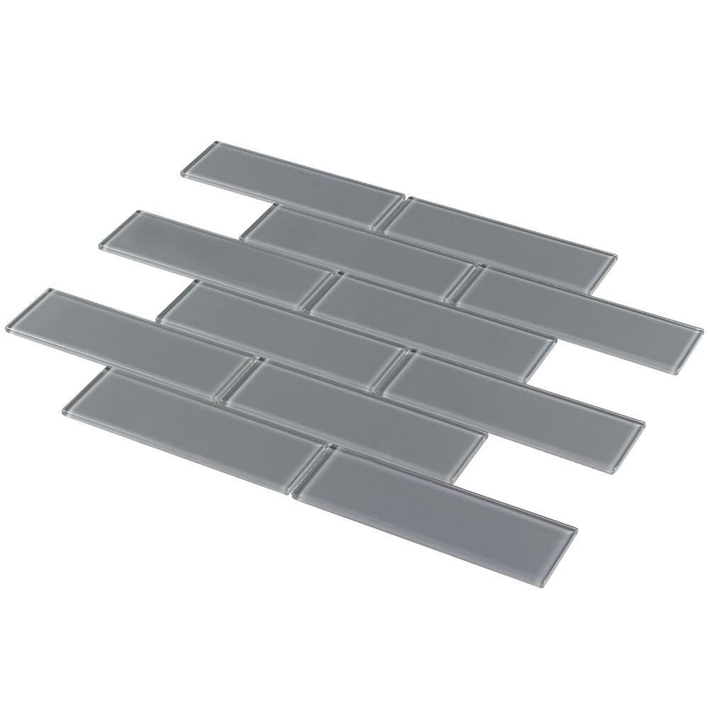 Premium Metropole Grey Glass Subway Tile 2x6 - Modern Kitchen Backsplash & Bathroom Wall Decor - Waterproof & Easy to Clean