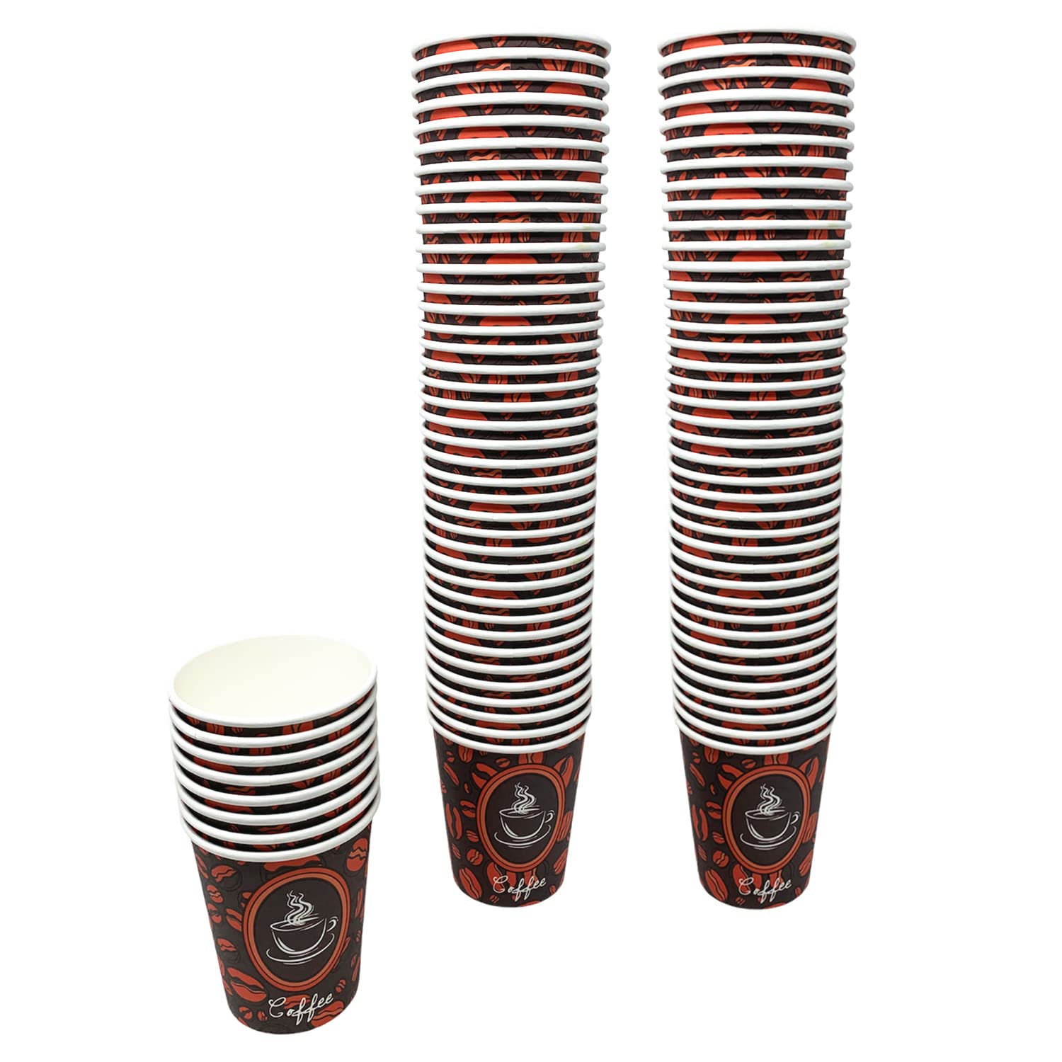 100 Pack 8 oz Disposable Paper Hot Coffee Cups - Eco-Friendly & Leak-Proof for Coffee, Tea, Hot Chocolate - Ideal for Coffee Shops, Offices, Parties, and Home Use