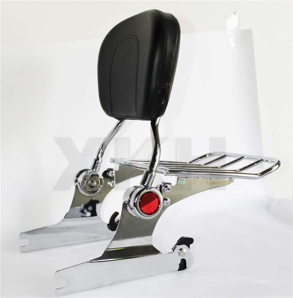 Chrome Sissy Bar Luggage Rack for Harley Davidson Softail Deluxe 2006-2017 - Heavy Duty Backrest & Storage Solution for Motorcycle Touring & Long Rides