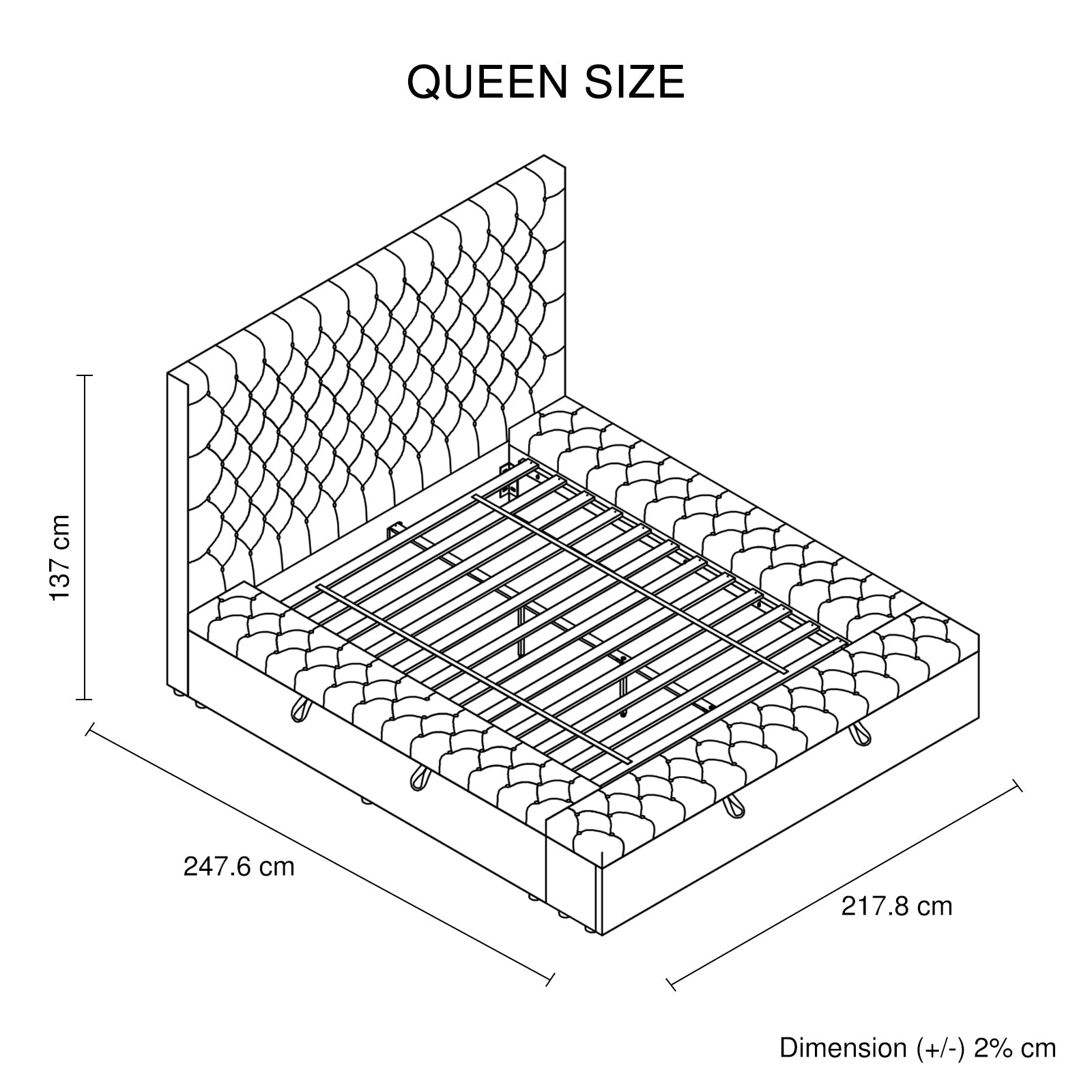 Luxury Anna Queen Size Bed Frame with Velvet Upholstery in Deep Grey - Elegant Bedroom Furniture for Master Suite or Guest Room