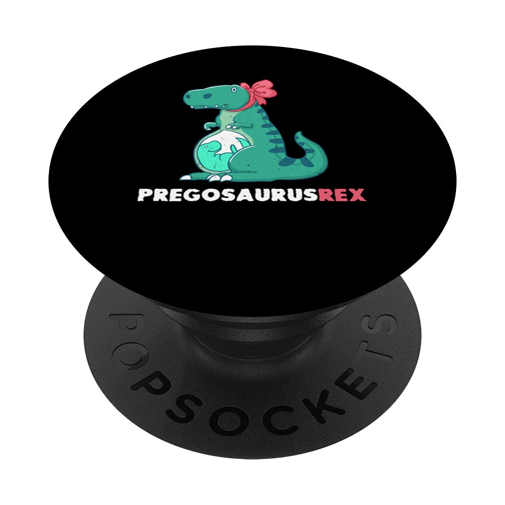 Pregosaurus Rex Funny Dinosaur Pregnancy Announcement PopSockets - Swappable PopGrip for iPhone & Android - Perfect Gender Reveal Gift & Maternity Photo Prop
