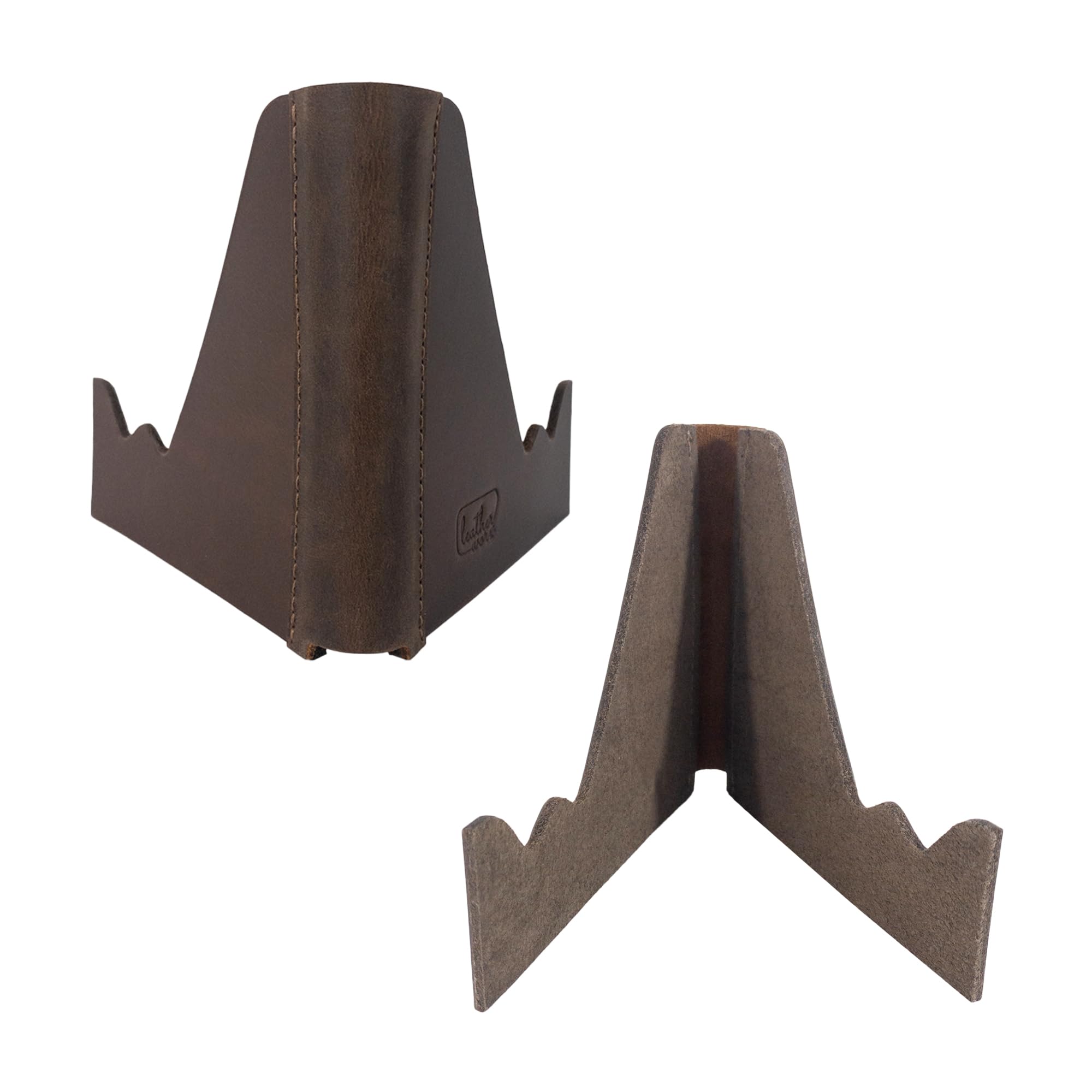 Handmade Full Grain Leather Rustic Cell Phone Stand for Desk - Foldable Desktop Phone Holder, Bourbon Brown - Perfect for Office, Home & Travel Use
