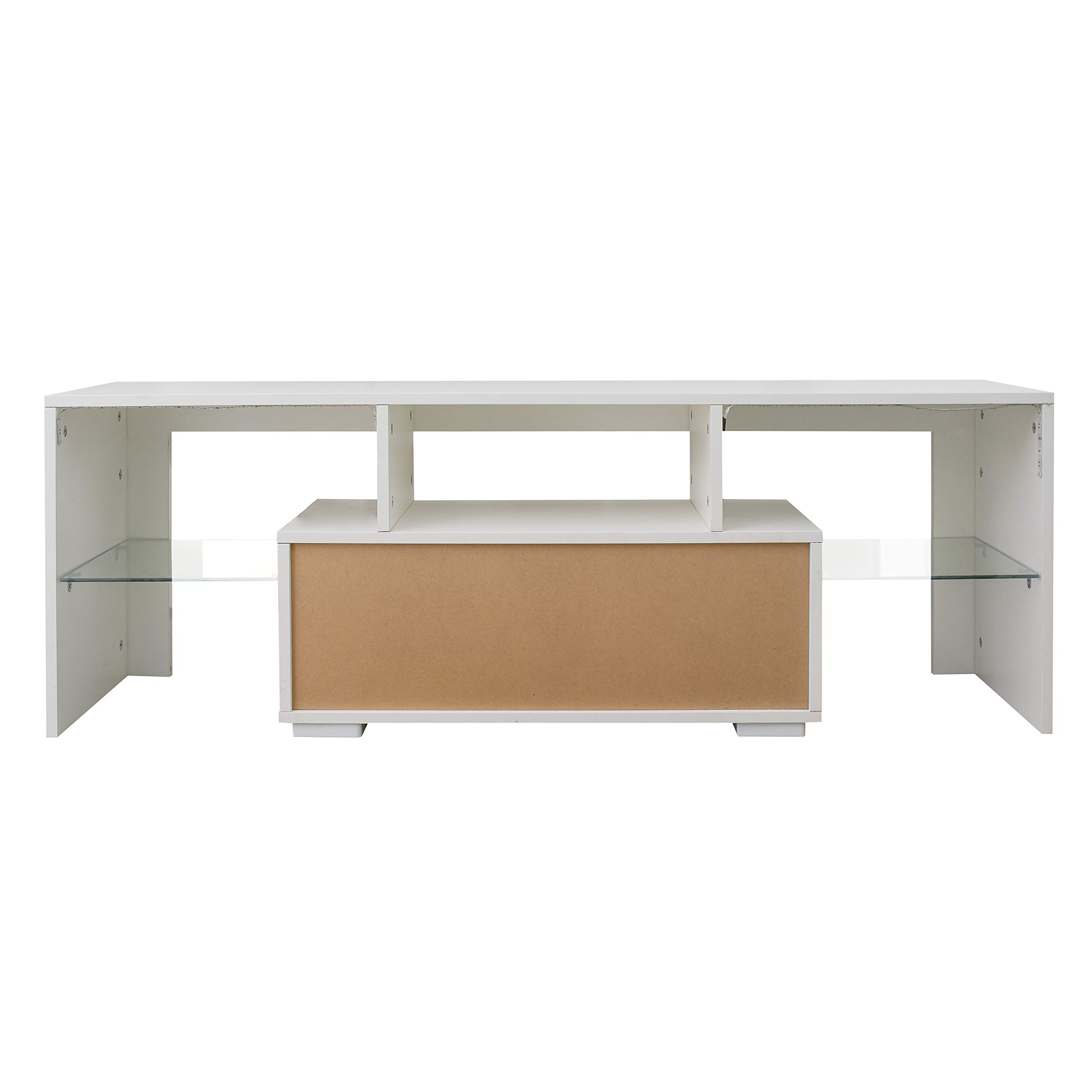 HABITRIO Modern TV Stand with LED Lights, Large Storage Drawer & Open Shelf - High Gloss Entertainment Center Media Console for 55 Inch TVs - Perfect for Living Room, Bedroom & Home Theater Setup