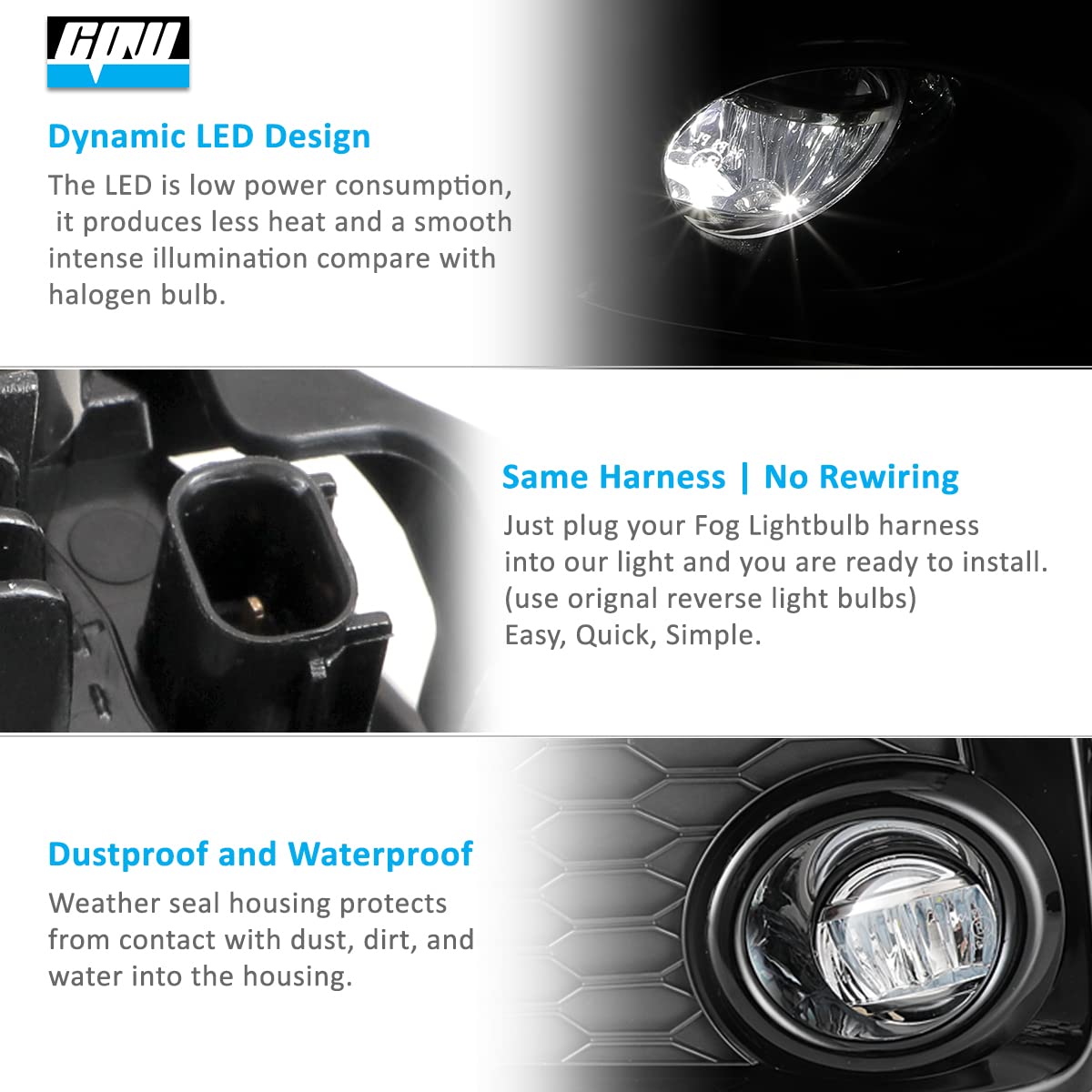 CPW LED Fog Lights Replacement for 2017-2019 Honda Civic Hatchback/Type R/Si Sedan/Si Coupe - Complete Kit with Switch & Wiring | Enhanced Visibility for Night Driving & Foggy Conditions