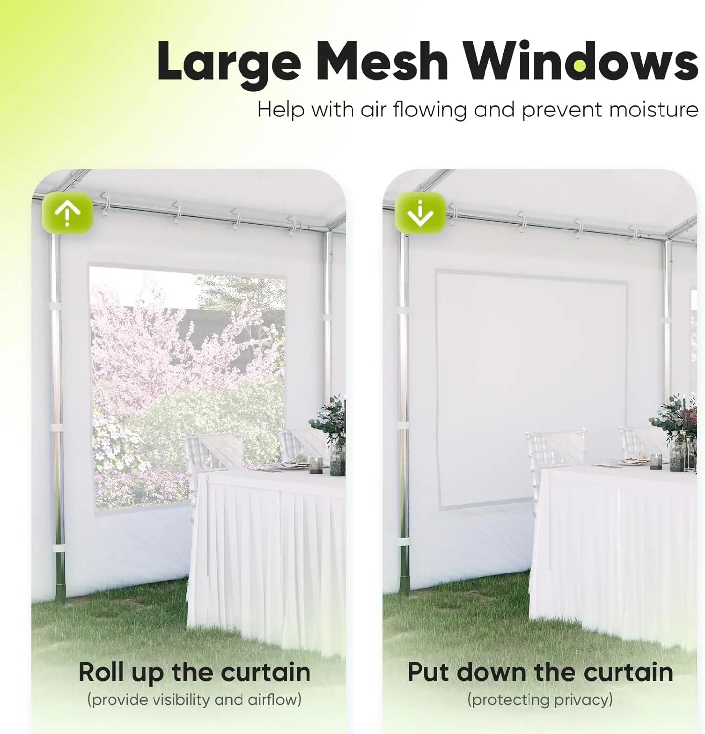 20' x 20' Pop Up Party Tent with Mesh Windows - Waterproof Outdoor Canopy for Weddings, Picnics, Camping & Backyard Events