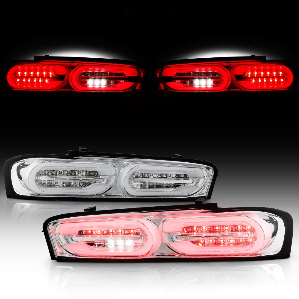 ACANII Full LED Tail Lights with Sequential Turn Signals for 2016-2018 Chevy Camaro - Chrome Replacement Lamps for Factory Incandescent Models | Upgrade Your Ride for Night Driving & Car Shows