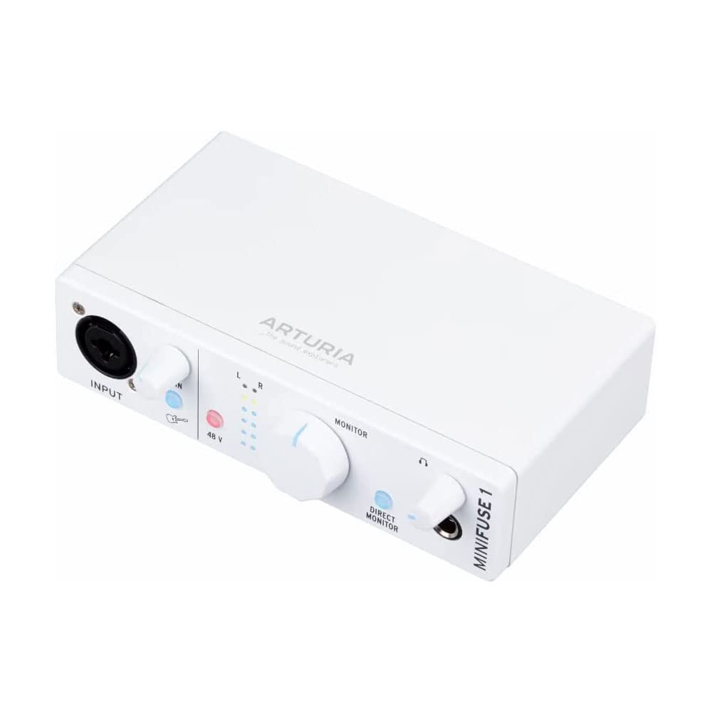 Arturia MiniFuse 1 USB-C Audio Interface Bundle - White | Includes Studio Monitor Headphones & XLR Cable | Perfect for Home Recording, Podcasting & Music Production