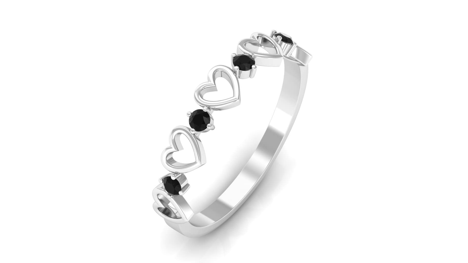 Natural Black Spinel Promise Ring - 14K Gold Open Heart Band Ring for August Birthstone | Elegant Jewelry for Anniversaries, Engagements & Special Occasions
