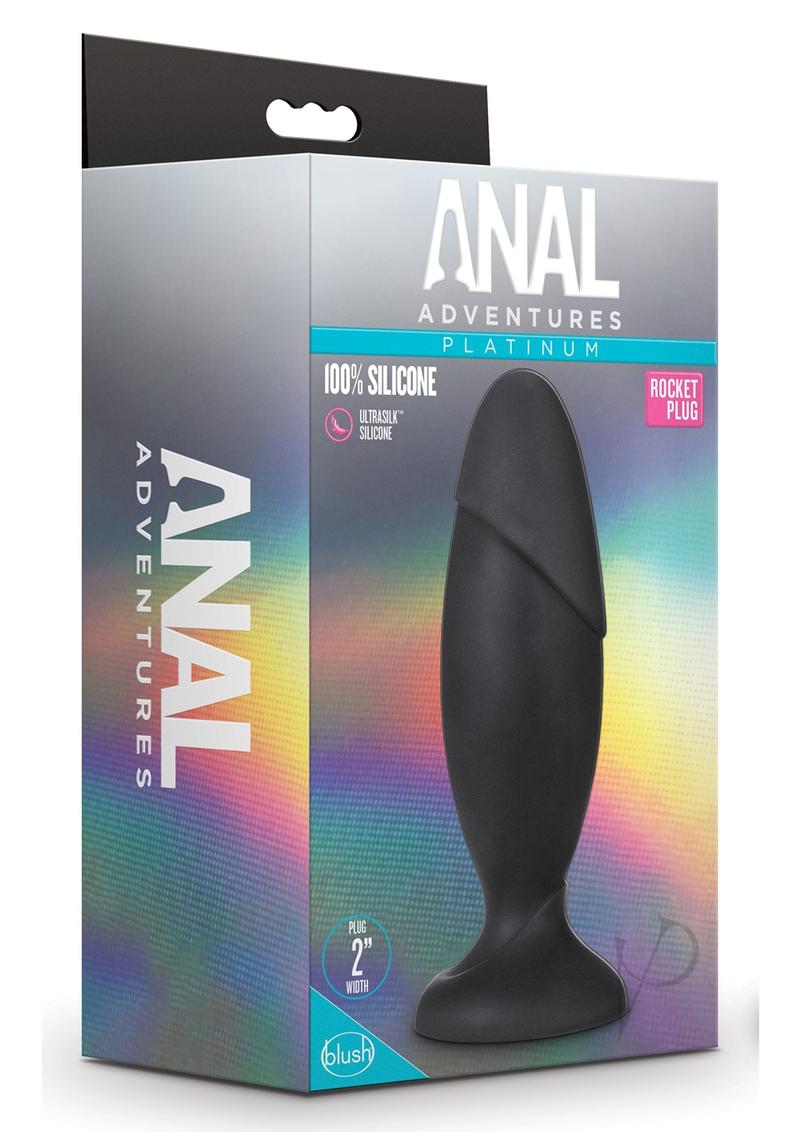 Anal Adventures Platinum Silicone Rocket Plug - Black - Premium Butt Plug for Anal Play, Comfortable & Body-Safe - Perfect for Beginners & Advanced Users in Bedroom or BDSM Scenes