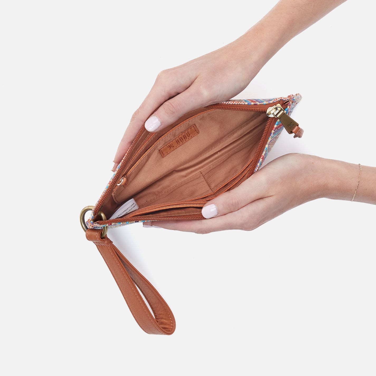 Vida Wristlet Handbag - Multi Weave Crossbody Purse with Leather Trim in Sunset Raffia | Perfect for Women's Everyday Use, Travel & Shopping