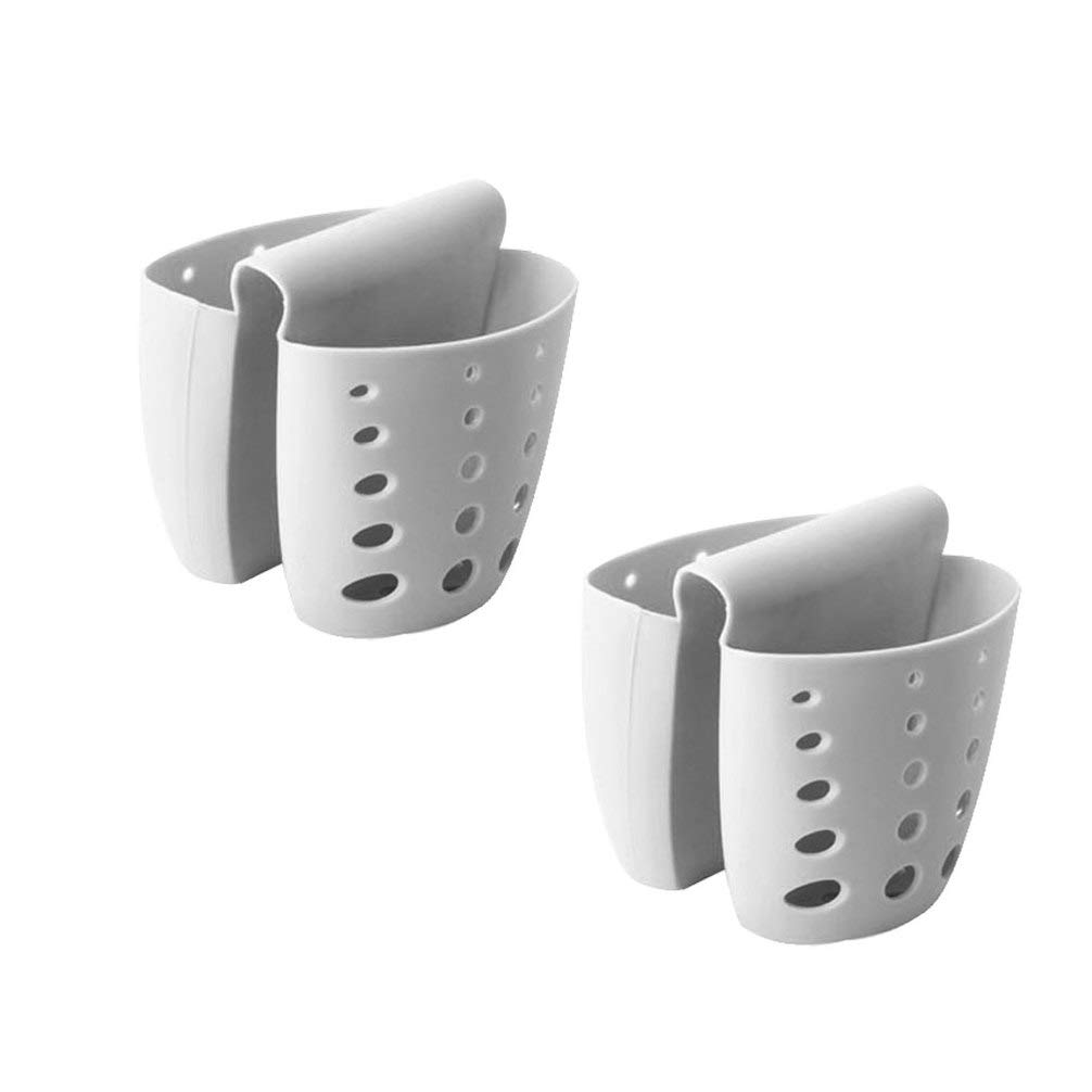 2-Pack Stainless Steel Sink Drain Basket Set - Kitchen Sponge Holder, Soap & Brush Drying Rack, Faucet Organizer - Perfect for Dishwashing, Countertop Storage & Sink Organization