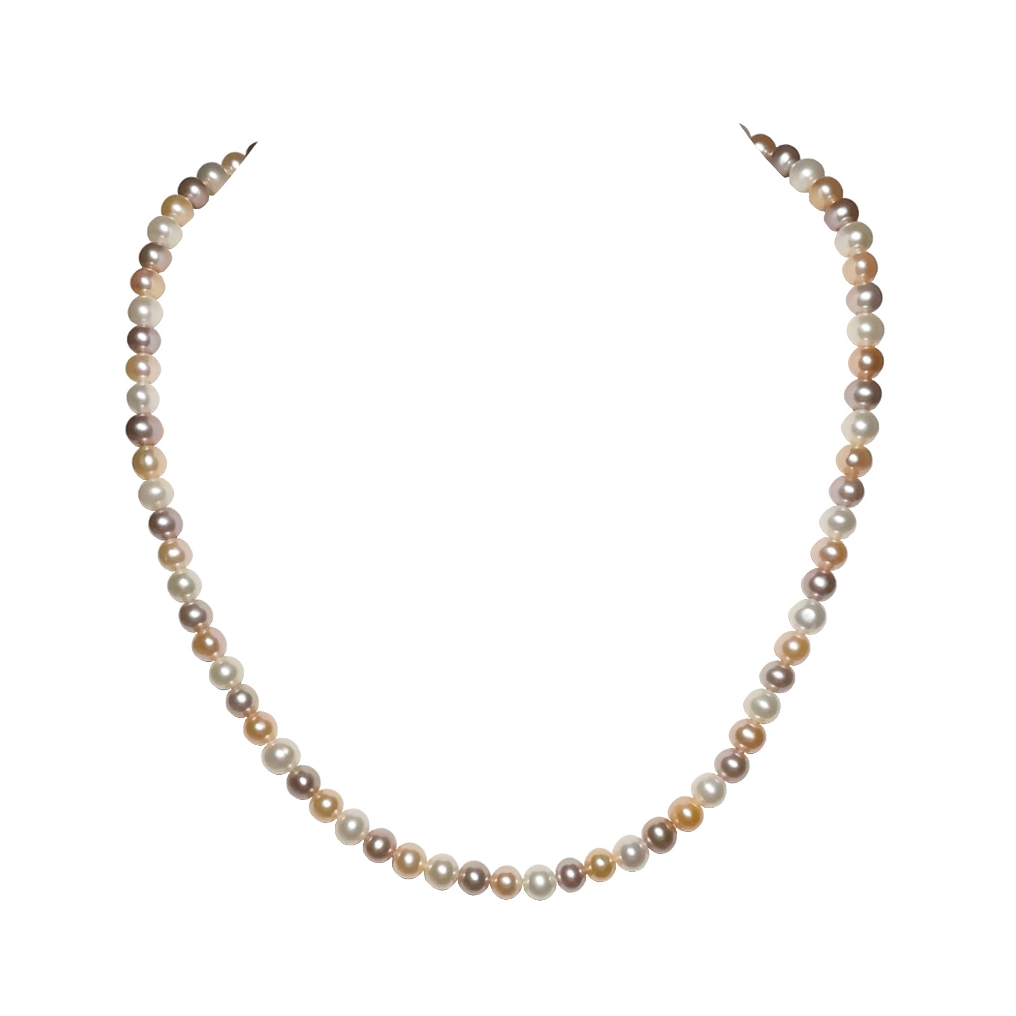 AA Quality 5-10mm Multicolor Freshwater Cultured Pearl Necklace for Women | 16-22 Inch Sterling Silver Clasp | Elegant Jewelry Gift for Wedding, Anniversary & Special Occasions
