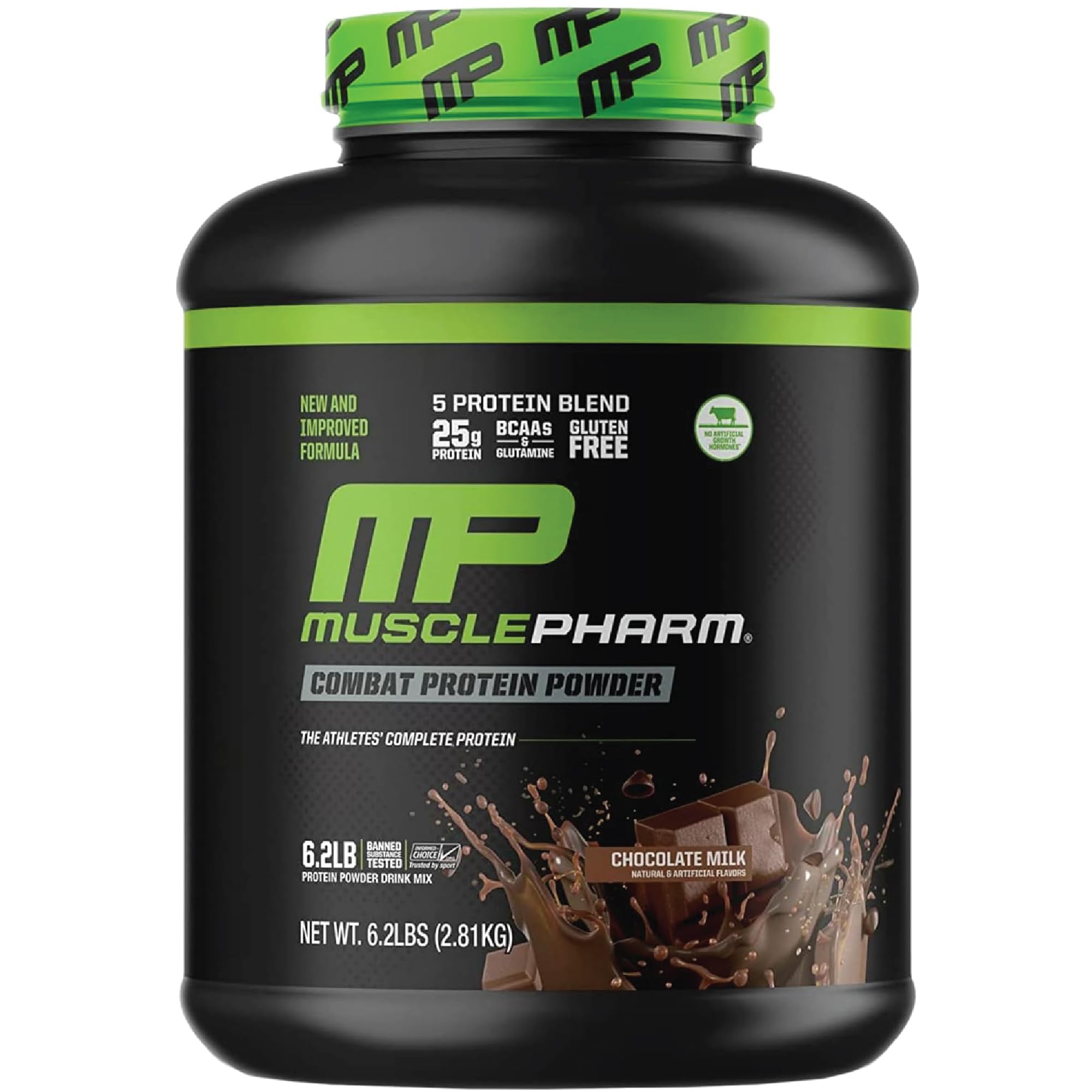 MusclePharm Combat Protein Powder - Chocolate Milk Flavor, 6.2lb (77 Servings) | Whey Protein Isolate & Egg Albumin Blend | Gluten Free Muscle Recovery Supplement for Post-Workout & Fitness Nutrition | Ideal for Bodybuilding, Weight Training & Active Lifestyle