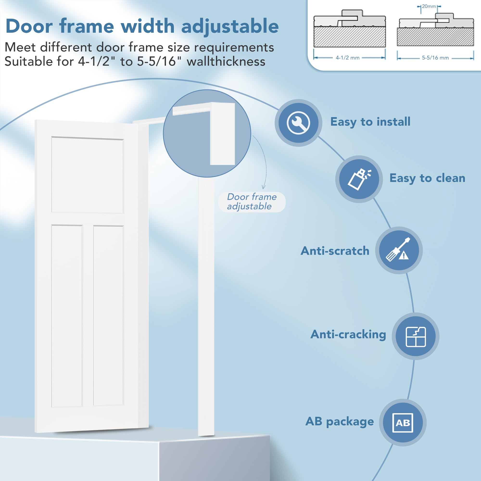 30in x 80in 5-Panel Prehung Interior Door with Jamb Frame - DIY Paintable French Style for Bedroom, Kitchen & Study | Easy Installation, Hinges & Handles Not Included | Perfect for Home Renovation & Room Dividers