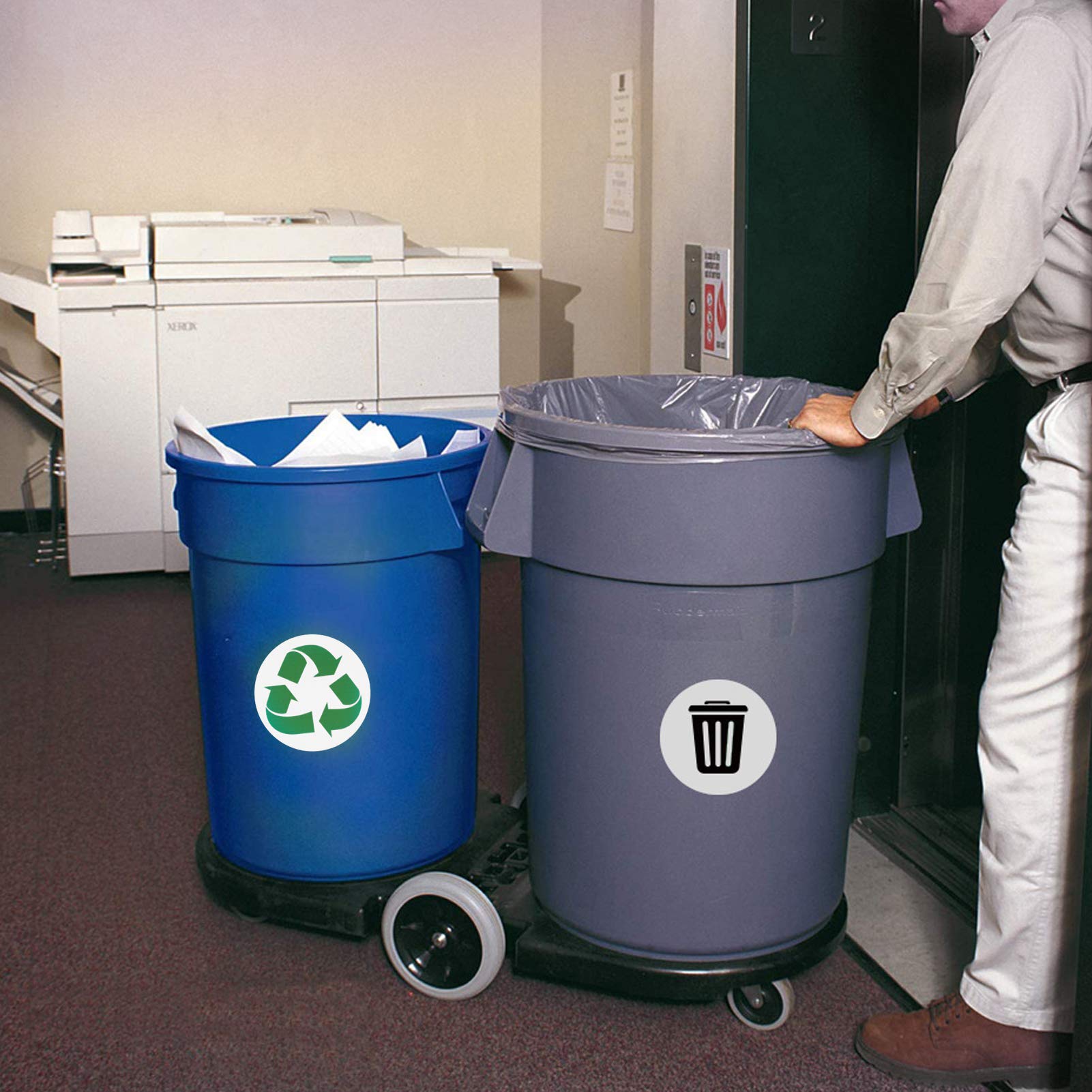 18 Pcs Self-Adhesive Bin Stickers - 9 Trash Can Signs & 9 Recyclable Labels for Waste Sorting | Perfect for Home, Office & Public Recycling Bins