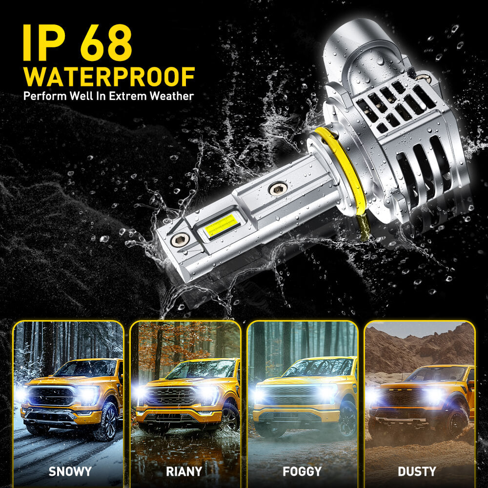 2025 Upgraded 9005 LED Headlight Bulbs - 13000LM Super Bright, 900% Brighter Than Halogen - Perfect for Night Driving, Foggy Conditions & Off-Road Adventures