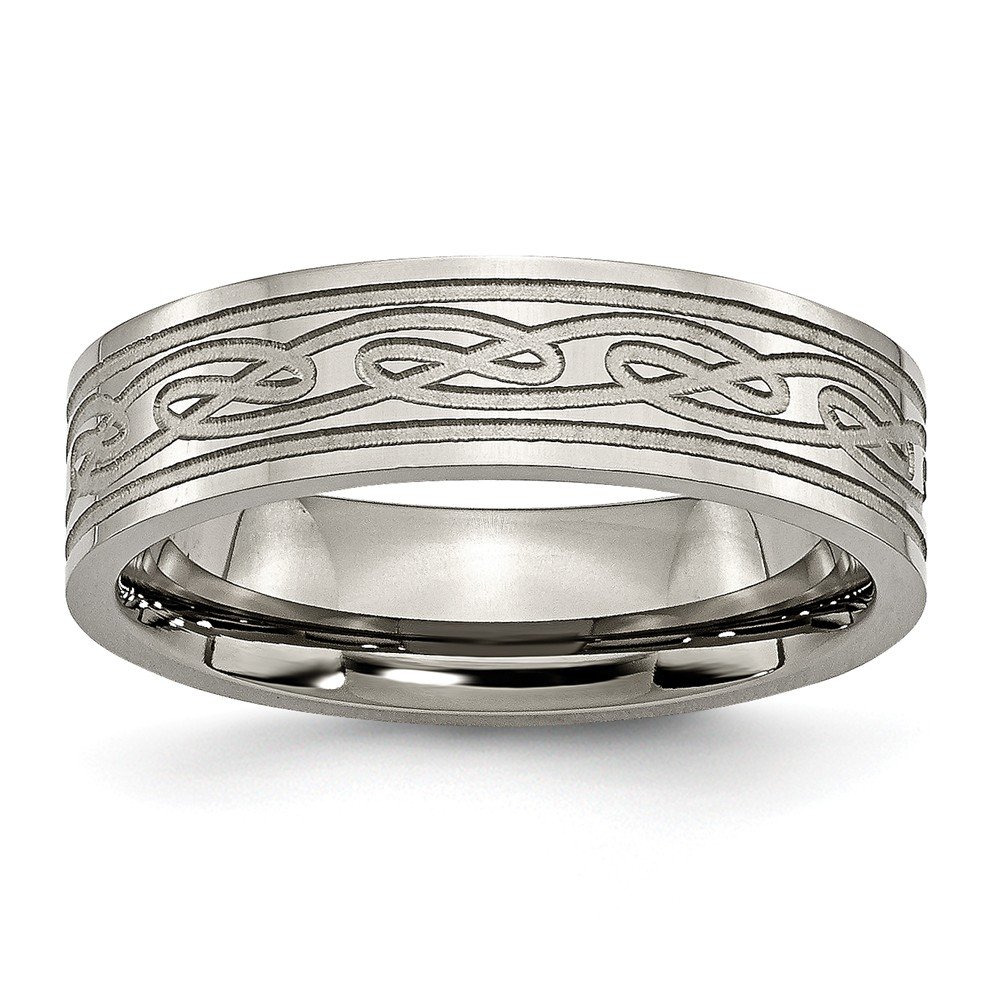 Solid Titanium Celtic Knot Wedding Band Ring - 6mm Comfort Fit Laser Etched Irish Claddagh Design for Men & Women - Perfect for Engagement, Anniversary & Couple Rings