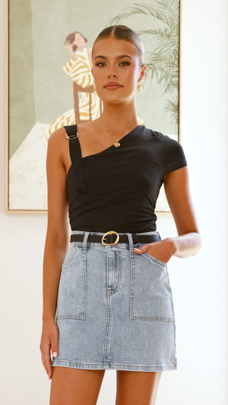 Huston Mini Skirt Women's Light Blue Denim Short Skirt - Perfect for Summer Outfits, Beach Vacations & Casual Wear