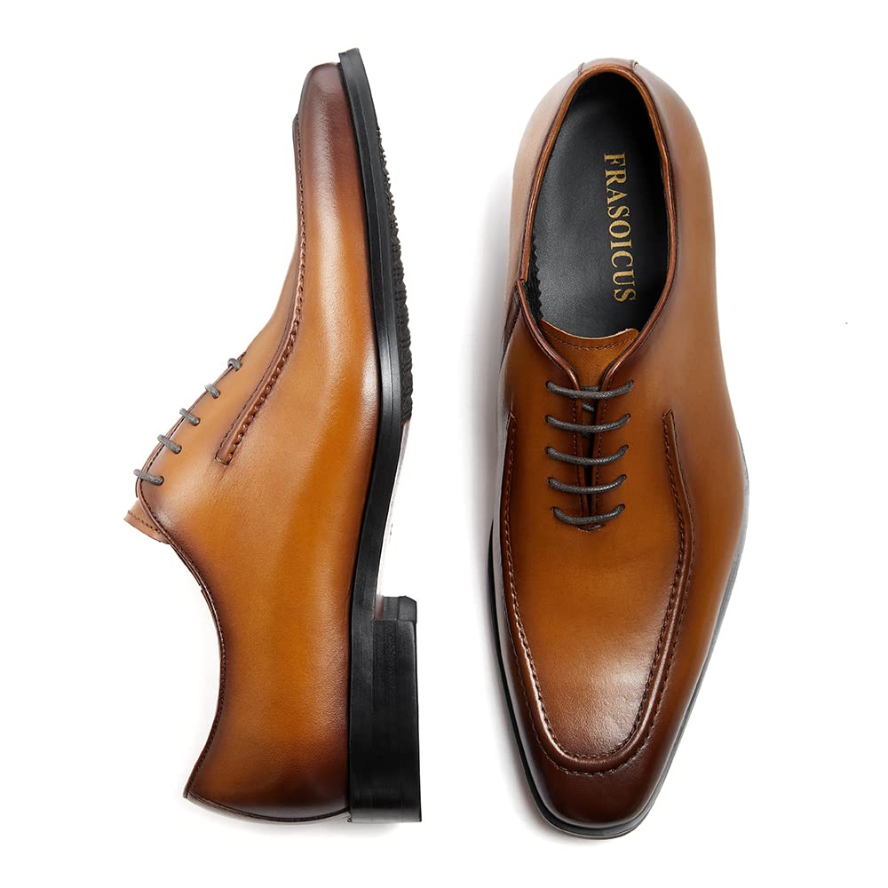 FRASOICUS Men's Oxford Dress Shoes - Genuine Leather Formal Shoes for Business, Wedding & Office - Classic Comfortable & Stylish Men's Dress Footwear for Professional & Special Occasions