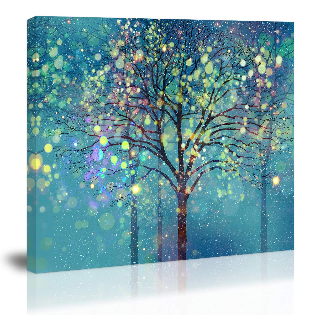 Modern Abstract Tree of Life Canvas Wall Art - Turquoise Teal Home Decor Painting for Living Room, Kitchen & Dining Room | Perfect for Boho, Farmhouse & Contemporary Interior Design