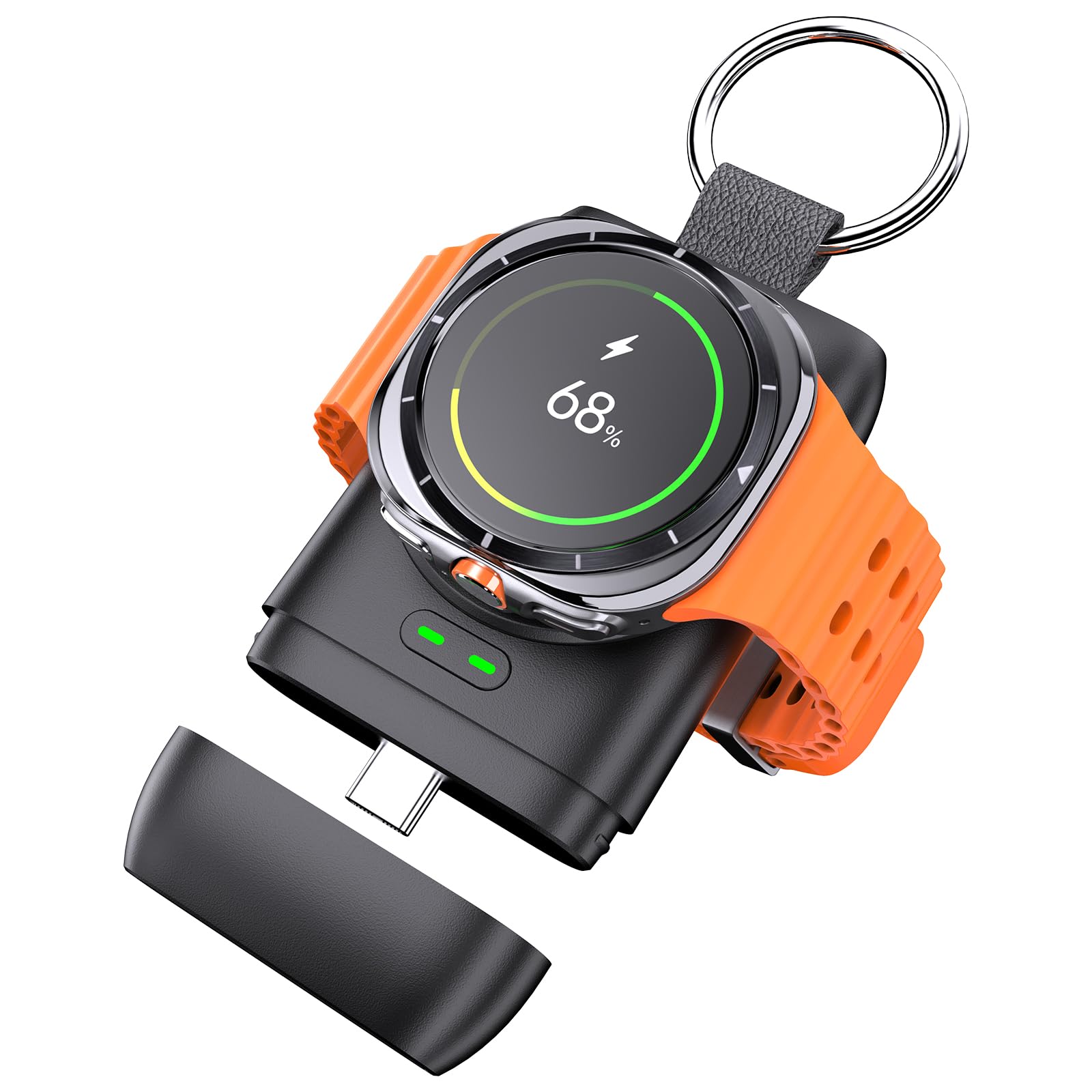 Samsung Galaxy Watch Charger - 1400mAh Fast Wireless Magnetic Charging Dock for Galaxy Watch 7/6/5/4/3/Active 2 | Portable Travel Keychain Charger | Perfect for Home, Office & Travel Use
