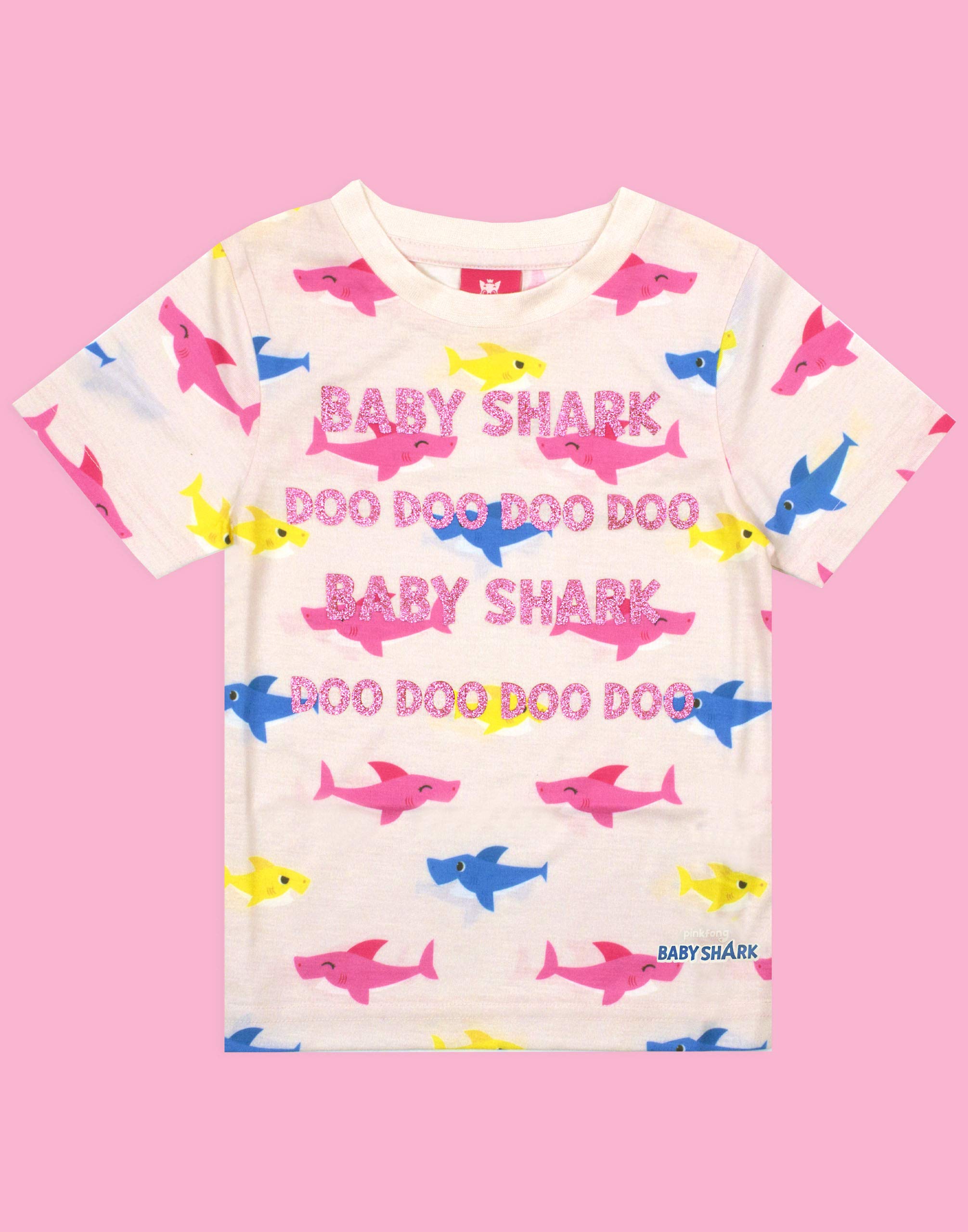 Baby Shark Glitter T-Shirt for Girls 5-6 Years - Playtime & Party Wear