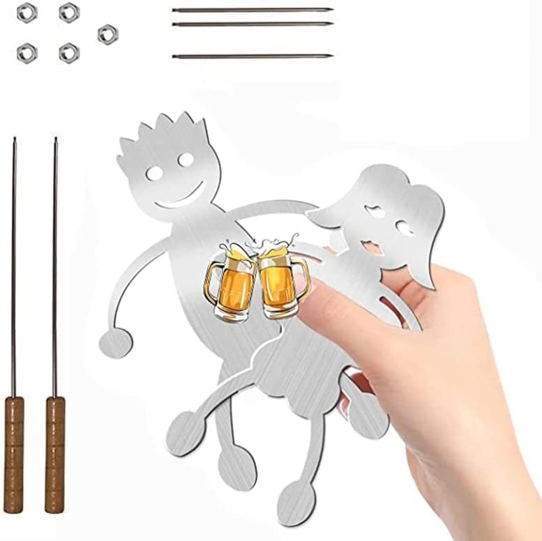 2Pcs Stainless Steel Hot Dog & Marshmallow Roaster Sticks - Campfire BBQ Forks for Grilling, Outdoor Camping, Backyard Parties & Family Gatherings - Durable Screw-Retained Design for Perfect Roasting Every Time - Ideal for Picnics, Tailgating and Summer Cookouts
