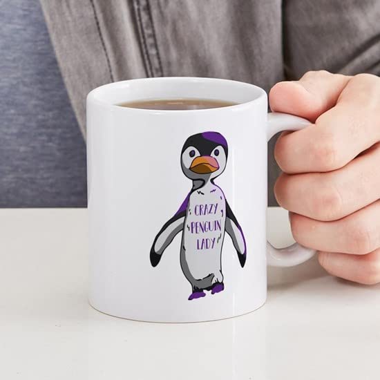 Crazy Penguin Lady 11 oz Ceramic Coffee Mug - Funny Novelty Gift for Penguin Lovers - Perfect for Hot Tea, Coffee & Office Use