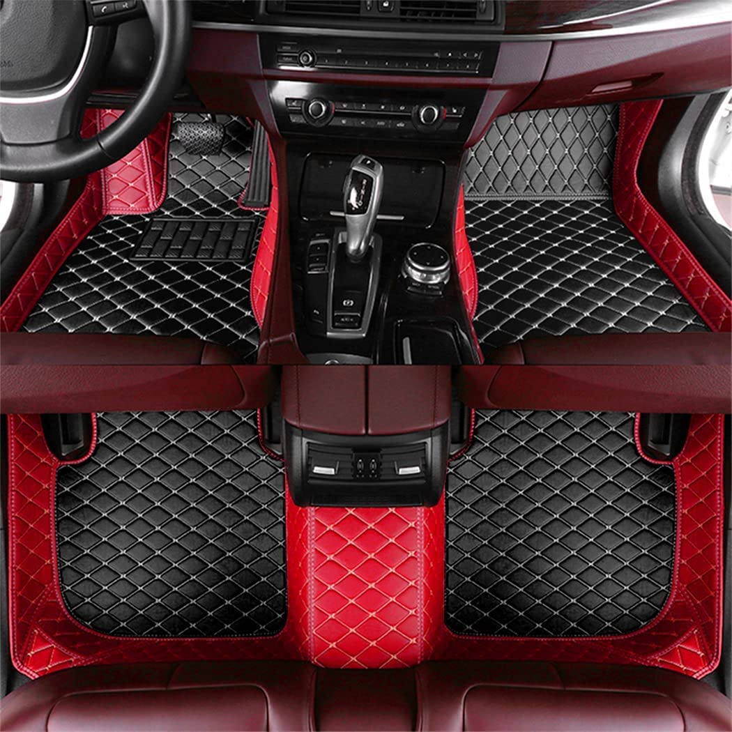 Custom Fit Hyundai Car Floor Mats - 98% Model Coverage - All Weather, Waterproof, Leather Protection - Red & Black - Perfect for Daily Commute, Road Trips & Extreme Weather Conditions