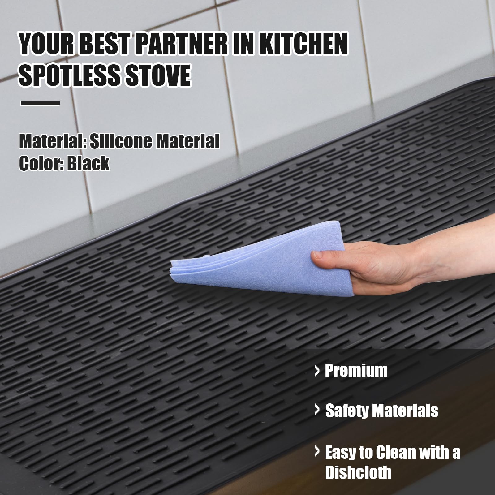 Classic Black Non-Slip Silicone Electric Stove Cover Pad - Heat Resistant Cooktop Protector Mat for Kitchen, RV & Induction Countertops | Perfect for Cooking, Food Prep & Counter Protection