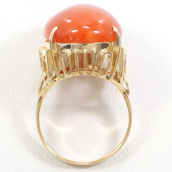 18K Yellow Gold Coral Ring for Women - Elegant Handmade Jewelry Gift for Birthday, Anniversary & Valentine's Day - Perfect for Beach Weddings & Summer Fashion Accessories