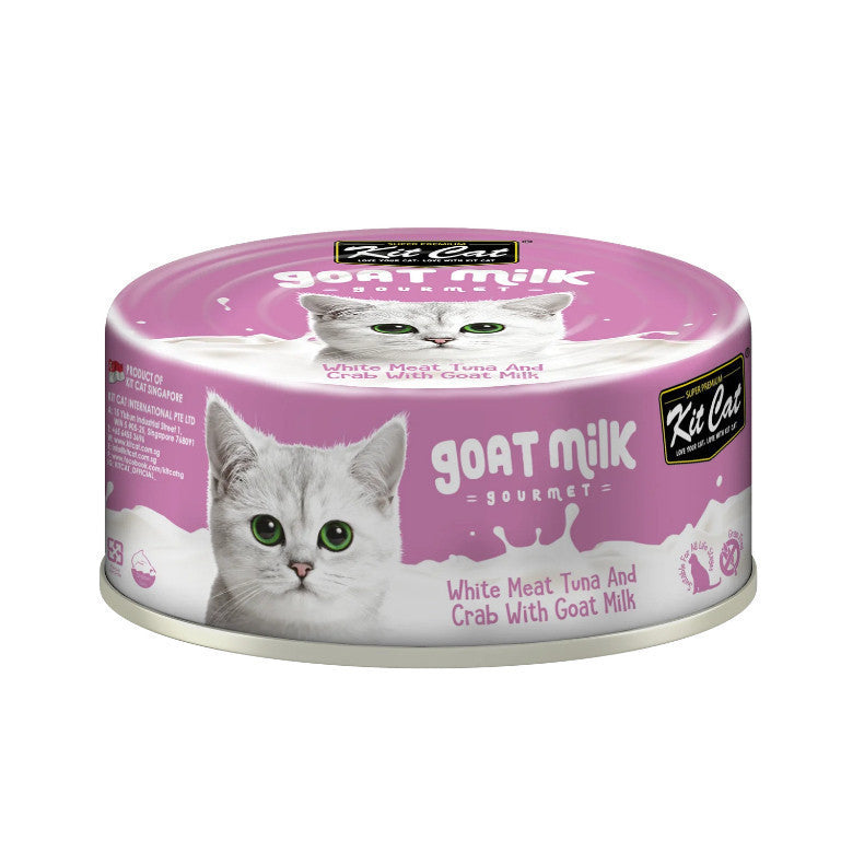 Premium Kit Cat Goat Milk Gourmet Wet Cat Food - 70g Can (12 Delicious Flavors) | High-Protein Meal for Adult & Senior Cats | Indoor & Outdoor Feline Nutrition