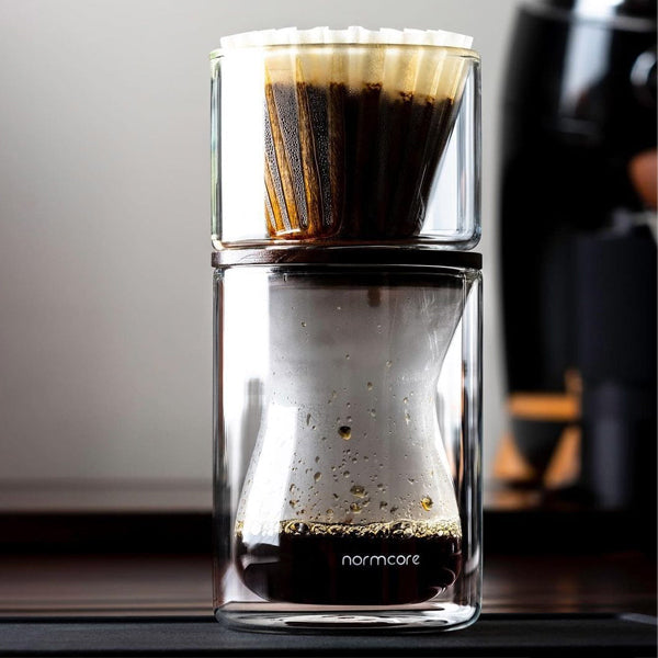 Premium Normcore Pour Over Coffee Maker - Durable Glass & Stainless Steel Dripper for Specialty Coffee Brewing at Home, Office, or Camping