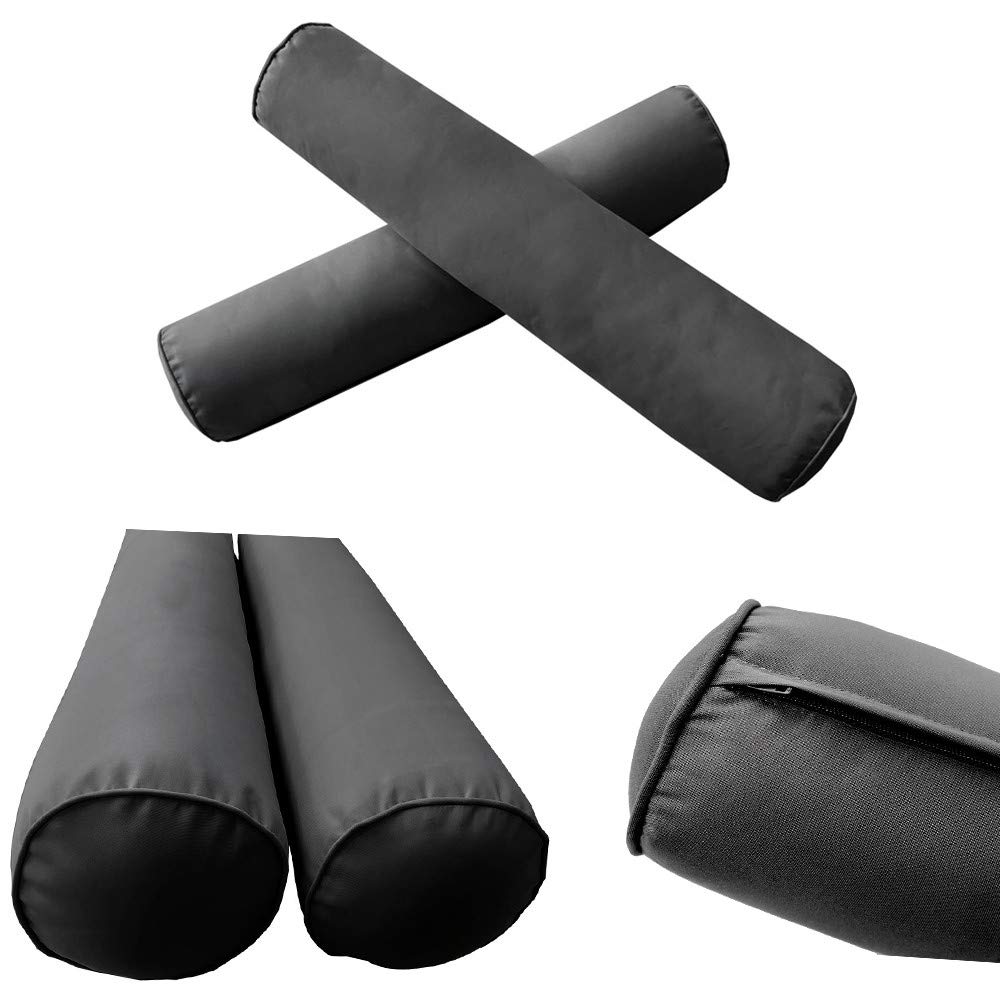 Prolinemax Outdoor Style 4-Piece Daybed Mattress Cover Set with Piped Trim - Fitted Sheet & Bolster Pillows for Patio, Sunroom, or Poolside Lounge (AD003)