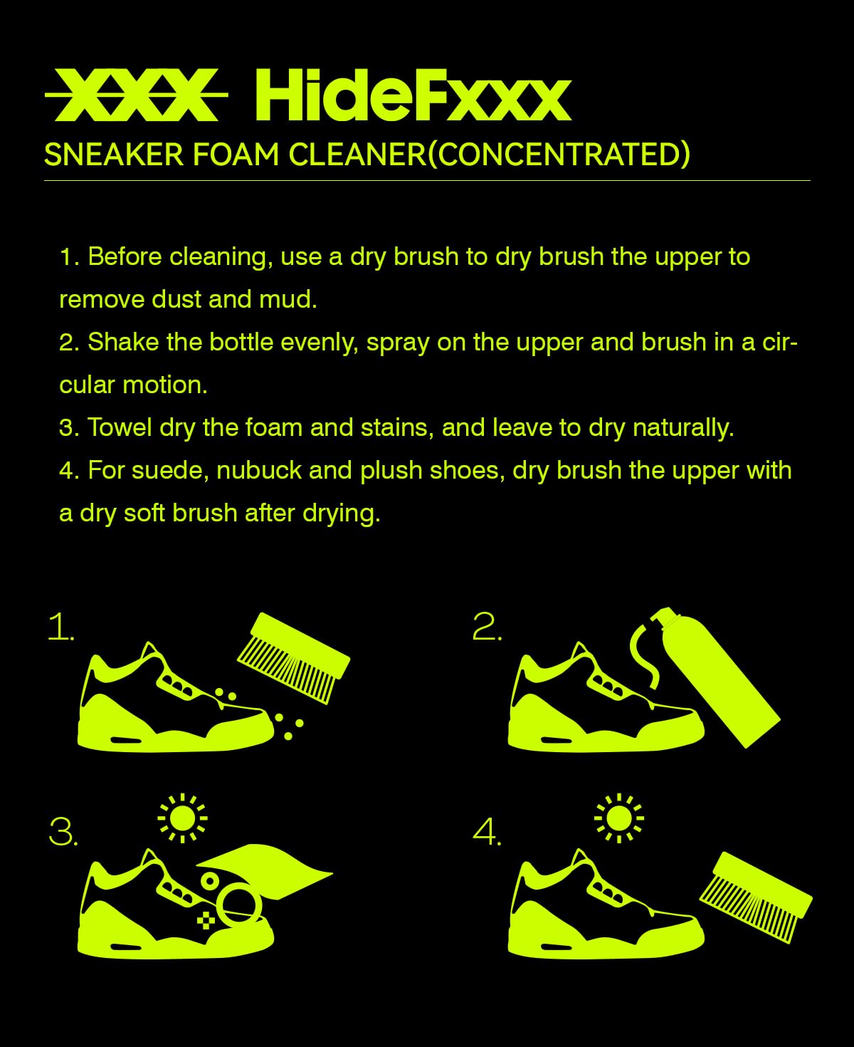 Premium Shoe Cleaner Spray - Effective Sneaker Cleaner for White Shoes, Leather, Suede, Nubuck, Canvas, Nylon & Vinyl - Quick Cleaning Solution for Sports, Casual & Work Shoes