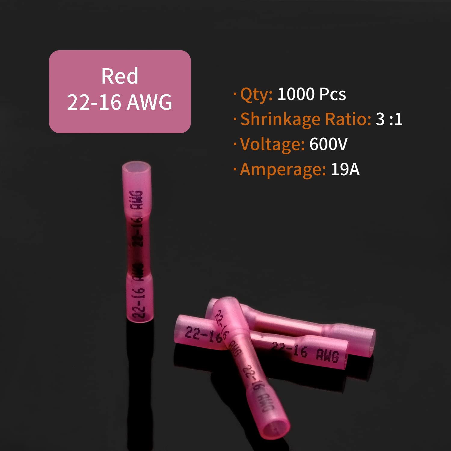 ZIPCCI 1000Pcs Red Waterproof Heat Shrink Butt Connectors - Marine, Automotive & Electrical Wire Repair (Includes Butt Splice & Crimp Connectors) - Perfect for Boat Wiring, Car Electrical Systems & Trailer Light Installations