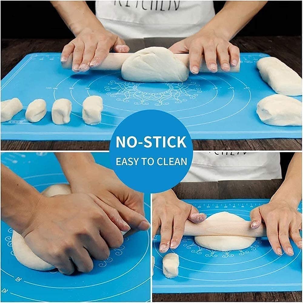 Hriman Large Silicone Fondant Rolling Mat with Measurements - Non-Stick Stretchable Baking Sheet for Roti, Chapati, Cake, Dough Kneading - Perfect for Home Baking & Cooking