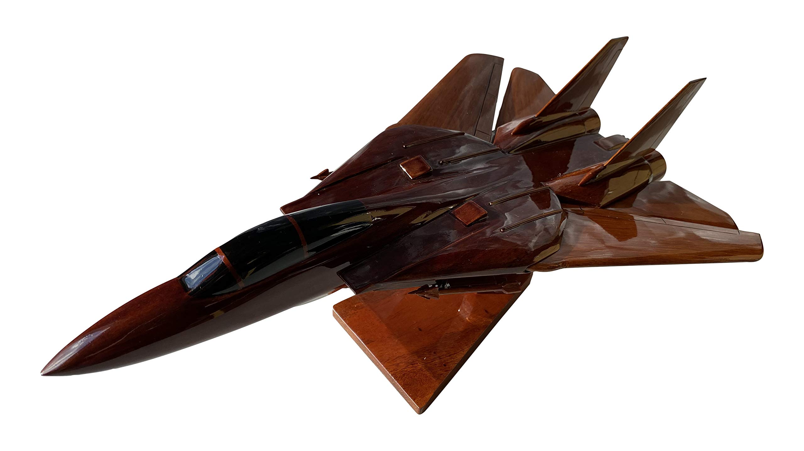 F14 Tomcat Fighter Jet Mahogany Wood Desktop Model - Perfect for Office Decor, Aviation Enthusiast Gifts & Home Display