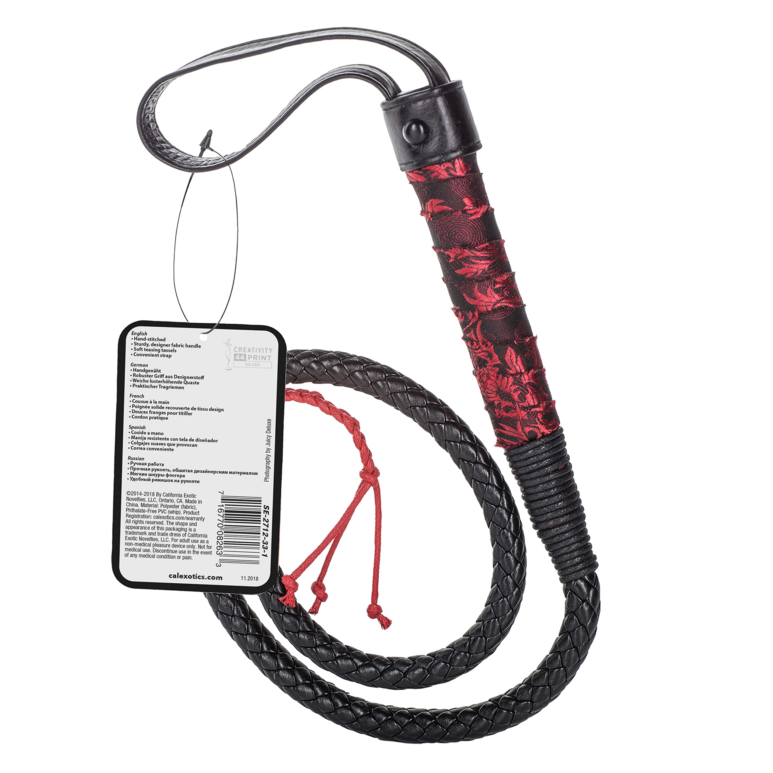 CalExotics Scandal Bull Whip - Premium Fetish Lingerie & Adult Sex Toy for Couples - Durable BDSM Whip for Spanking & Sensual Play - Black Leather Fantasy Whip SE-2712-33-1 - Perfect for Roleplay, Bondage & Erotic Exploration